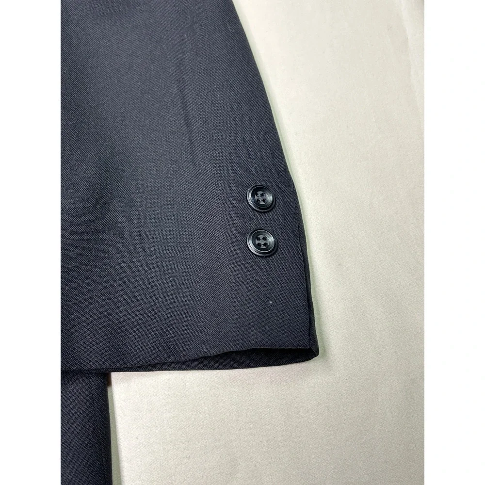 After Six by Rudofker Vintage Black Tuxedo Suit 2Pc Set Men 44L Satin Peak Lapel